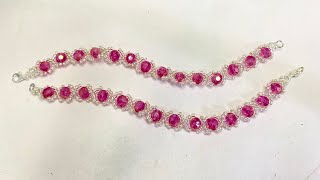 Easy to make Beaded diy .How to make beaded diy.របៀបចាក់អង្កាំខ្សែដៃងាយ