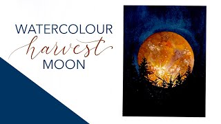 Watercolour Harvest Moon