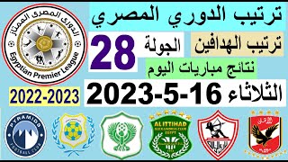 ترتيب الدوري المصري وترتيب الهدافين ونتائج مبباريات اليوم الثلاثاء 16-5-2023 الجولة 28