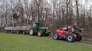 Wyjazd po drewno. Porządki przy polu john deere 8200 i manitou 634 lsu