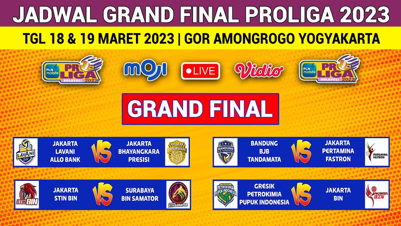 JADWAL GRAND FINAL PROLIGA 2023 - JAKARTA LAVANI ALLO BANK VS JAKARTA ...