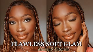 Easy Go-to Flawless Soft Glam Makeup Tutorial for Dark skin/Woc |Beginner friendly