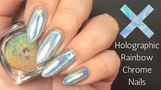 💿 Holographic Chrome Powder Nail Tutorial! 💿