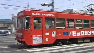 【路面電車動画】岡山電気軌道０３　つりかけの音　７０００形