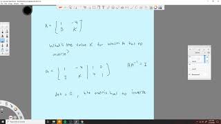 Value K for matrix that has no inverse
