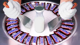 Massive Snickers - Ice Cream Rolls | satisfying Food Transformation with Chocolate Bars - ASMR / 4k