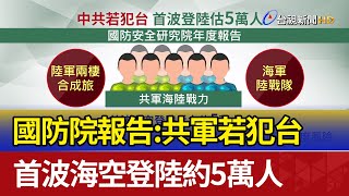 國防院報告：共軍若犯台 首波海空登陸約5萬人