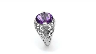 4.27CTW Amethyst \u0026 White Topaz .925 Sterling Silver Ring