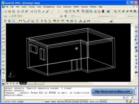 AutoCAD Tutorial 3D Basic Building - YouTube