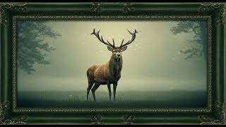 Frame TV Art: Majestic Stag in Misty Forest | Framed Art Screensaver for TV | 4K Wallpaper