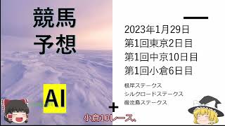 【ゆっくり競馬予想】2023年1月29日 開催注意：根岸ステークス、シルクロードステークス、くすのき賞、美濃ステークス、セントポーリア賞、足立山特別、刈谷特別、節分ステークス、巌流島ステークス