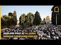 Muslim worshippers at Jerusalem's Al-Aqsa mosque compound gather for Eid prayers