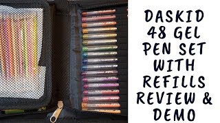 Daskid 48 gel pen set with refills Review \u0026 Demo