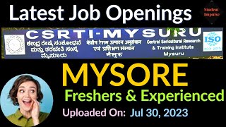 Central Sericultural Research \u0026 Training Institute Mysore | | Mysore Jobs | Mysore Job Vacancy