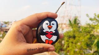Rock Painting ideas / Stone Painting ideas l How to draw penguin on stone l Beautiful Crafts ideas
