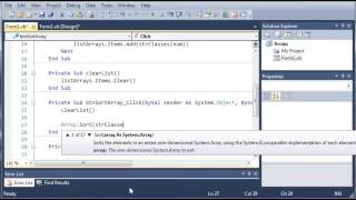 Visual Basic Tutorial 60 Sorting And Reversing Arrays