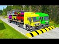 TRANSPORTING PIXAR CARS & FRUITS WITH COLORED & JOHN DEERE vs CLAAS vs TRACTORS - BeamNG.drive #962