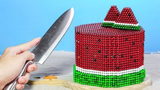 DIY How to Make a WATERMELON Cake from Magnetic Balls : Magnet Stop Motion Cooking & ASMR Video