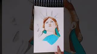 Drawing Statue of Liberty TikTok Edition! 🗽 TikTok artist #shorts #drawing #tiktok  #girlartist