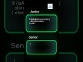 Junior vs Senior Developer 😅 | ternary operator in JavaScript #javascript #coding #ai