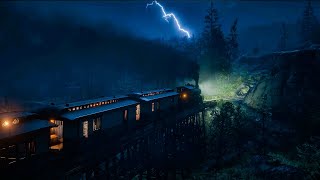 Soothing Train Ride Through a Stormy Night | ASMR Rain & Thunder Sounds