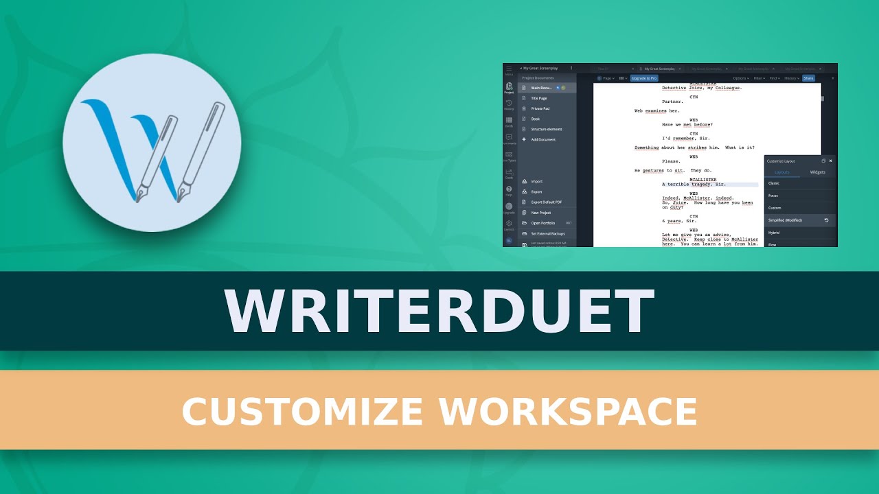 How To Customize Your Workspace In Writerduet Youtube