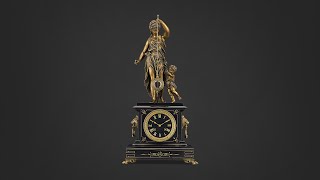 19th Century French Black Marble and Bronze Mystery Clock by M.S. Rau