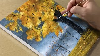 Autumn Lake Painting / Acrylic Painting for Beginners