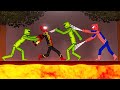 Spider-Man and Iron-Spiderman vs Melon Playground on Lava in People Playground