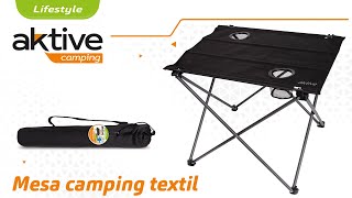 Montaje y desmontaje de la MESA camping PLEGABLE con superficie TEXTIL Aktive