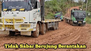 Truk CAMC 8x4 Unjuk Ketangguhkan Di Tanjakan Licin Namun Berujung Berantakan