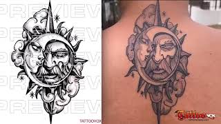 Sun and Moon Tattoo Design drawing TATTOOVOX