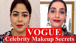 Following SONAM KAPOOR'S Makeup Tutorial | Beauty Secrets | Vogue | Trying Celebrity Makeup Hacks!
