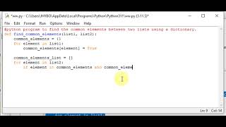 python program to find the common elements between two lists using a dictionary