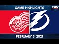 NHL Game Highlights | Red Wings vs. Lightning - Feb. 3, 2021