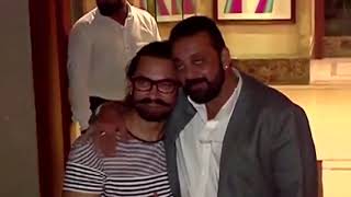Sanjay Dutt with Aamir Khan Media At His Diwali Party 2017