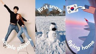 seoul to nyc 💉 flying during pandemic, booster shot in korea, snow day, photomatic date