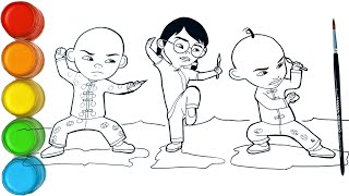 Menggambar dan mewarnai Upin Ipin Belajar Kungfu dari Mei-mei | kreatif untuk anak Terbaru 2022