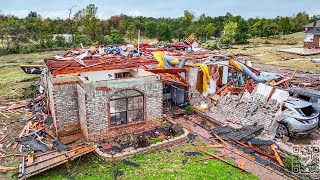 Oklahoma hit by violent tornadoes! Harrah, OK tornado aftermath - drone 2024