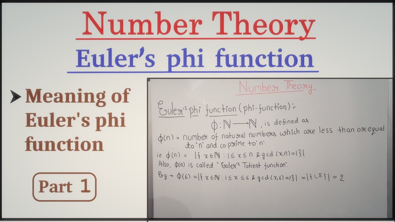 Euler's Phi Function| Meaning Of Euler's Function| Part 1|Number Theory ...