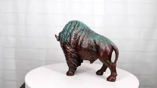 Ebros Native American Wild Bison Buffalo Resin Statue In Green Patina Bronze Finish