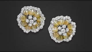 Diamond \u0026 Chrysoberyl Cat's Eye Earrings from M.S. Rau Antiques