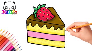 Как нарисовать ТОРТ кусок ТОРТИКА с клубникой просто | How to draw a cake slice with strawberry
