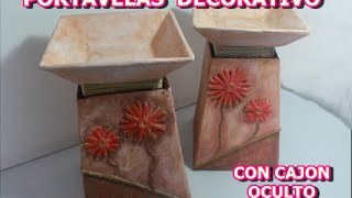 COMO HACER PORTAVELAS  DE CARTON CON GUARDACOSAS. facil y reciclado