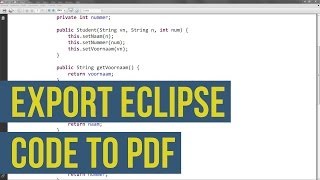 How To Export Eclipse Java Code to PDF (Inc. syntax highlighting)