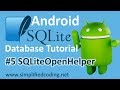 #5 Android SQLite Database Tutorial - SQLiteOpenHelper