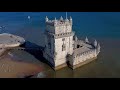 torre de belèm lisbon portugal 4k drone