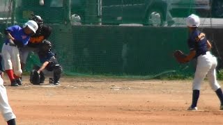 保栄茂少年野球　具志タイガース戦　先頭打者リュウシ　スリーベース　