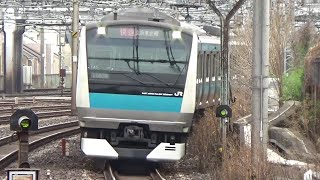 【電笛2発付き】京浜東北線 E233系1000番台 宮ｻｲ145編成（1142B  快速 南浦和行き）日暮里駅を通過