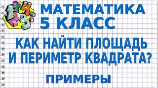 КАК НАЙТИ ПЛОЩАДЬ И ПЕРИМЕТР КВАДРАТА? Примеры | МАТЕМАТИКА 5 класс